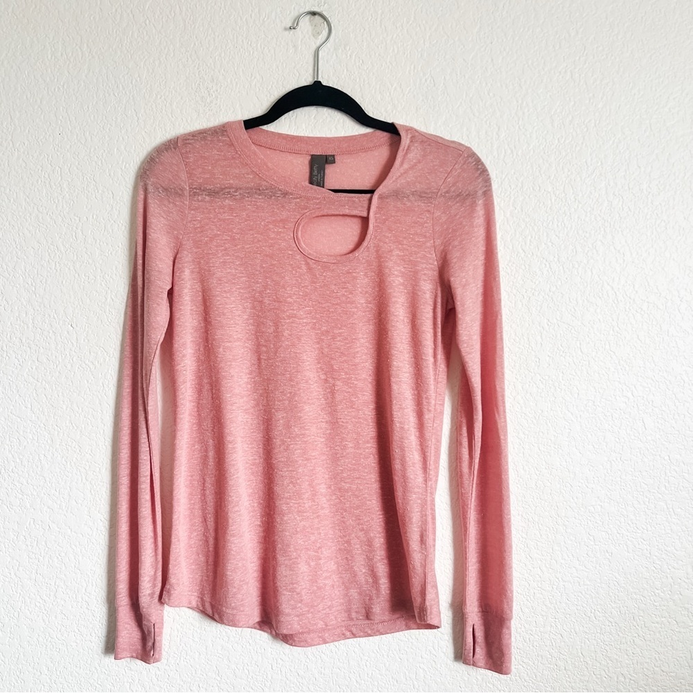 Sweaty Betty XS Pink Cutout Long Sleeve Activewear Tee Thumb Hole
